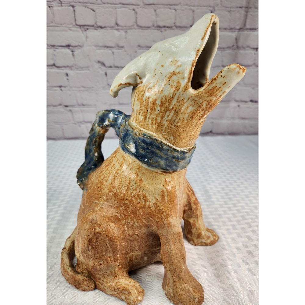 Unique Quirky Dog Pitcher Statue Art Pottery Clay Dog Sculpture Tall Statue